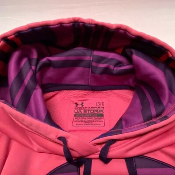 Under Armour Storm Hoodie Women's Large Pink Hooded Sweater Purple UA Logo - Picture 8 of 15